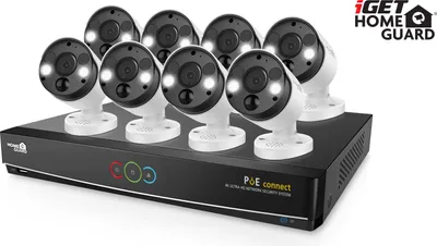 Immagine prodotto di iGET HGNVK164908 - Set di telecamere PoE UltraHD 4K, NVR 16CH + 8x telecamera IP 4K, audio, SMART W/M/Andr/iOS