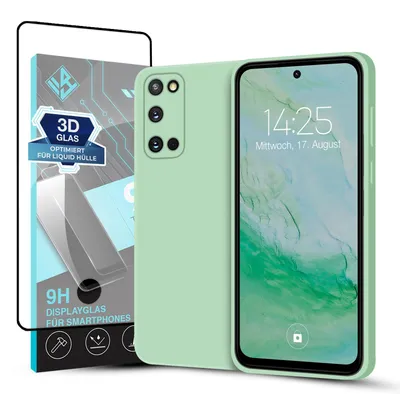 Produktbild von Hülle für Samsung Galaxy S20 mit 9H Displayglas Displayschutz Case Cover Bumper Smartphone Softgrip Schutzhülle Farbe: Türkis