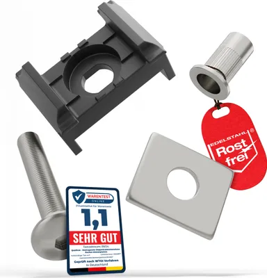 Produktbild von Qualinos Zaunhalter für 40 mm Pfosten & Flache Klemmplatte (20 Stück) – V2A Komplettset Anthrazit 7016 Stabmattenzaun Zubehör