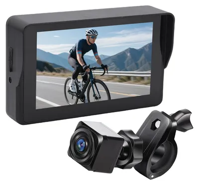 Produktbild von Fahrradspiegel für den Lenker, 1080p-Rückfahrkamera für Fahrräder mit 5-Zoll-Monitor, Nachtsichtfunktion, 110°-Weitwinkel, 360°-Drehbarkeit für Mountainbikes und Rennräder