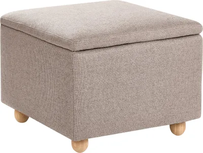 Produktbild von BELIANI Pouf mit Stauraum Beige Stoff Gepolstert Quadratisch 60x60 cm Moderner Polsterhocker Sitzpouf Sitzhocker Fußhocker für Wohnzimmer Flur