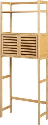 Produktbild von Badezimmerregal 'Haugesund' mit Schrank 158x60x26 cm Bambus