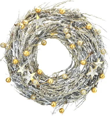 Produktbild von Weidenkranz mit goldenen Kugeln Ø26 cm