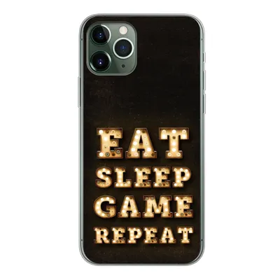 Produktbild von MuchoWow® Handyhülle Schutzhülle Hülle für iPhone 11 Pro Spiele - Spiele - Zitate - Sprichwörter - Eat sleep game repeat Silikon Softcase Handy Hülle - Handy