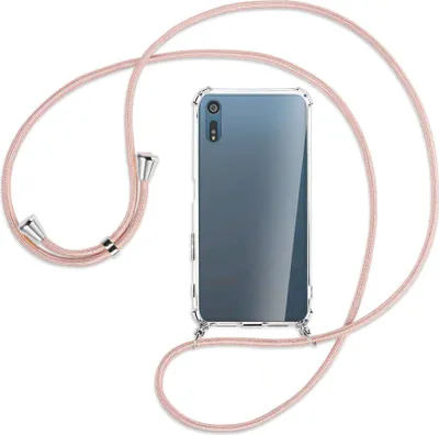 Produktbild von Handykette Backcover-Schutzhülle mit Band (Metall silberfarben) für Sony Xperia XZ, XZs - roségold