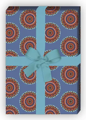 Produktbild von Farbenfrohes ethno Geschenkpapier Set, Dekorpapier mit Kreisen, lila,  - G8771, 32 x 48cm