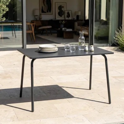 Produktbild von Rechteckiger Metallgartentisch 120 cm Grau - Oviala Palavas