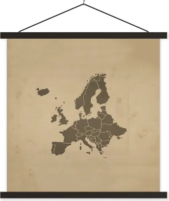 Produktbild von MuchoWow® Textilposter Karten - Europa - Vintage - Braun 90x90 cm mit schwarzem Rahmen - Magnetisches