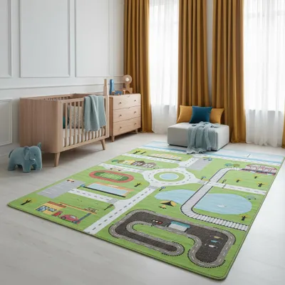 Teppich Kinder Flachgewebe Spielstraße Antirutsch Kinderzimmer_Grün_Läufer_#sku_BARKPLAY801202902GREEN-BARKPLAY1001502902GREEN-BARKPLAY1201702902GREEN-BARKPLAY1402002902GREEN-BARKPLAY1602302902GREEN#