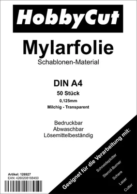 Mylar Material für Airbrush Schablonen 50 Stück DIN A4 Folie Mylarfolie