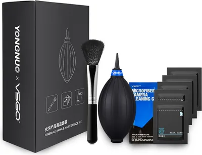Produktbild von YONGNUO YN-VS001 Kamera-Objektiv-Reinigungsset, Objektiv-Reinigungswerkzeuge mit Reinigungsbuerste, Mini-Luftgeblaese, Reinigungstuch, Feuchttuecher, Kamera-Wartungswerkzeuge