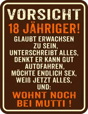 Produktbild von Lustiges Blechschild Vorsicht 18jähriger Geburtstag 17x22 cm