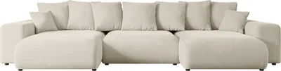 Produktbild von ALTDECOR Ecksofa mit Schlaffunktion und Bettkasten Corner Sofa Eckcouch Couch U-Form universal, links/rechts angeordnet Schlafcouch Ausziehbar Wohnlandschaft ESKAR-U -364x176x72 cm Beige