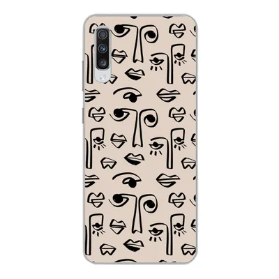 Produktbild von MuchoWow® Handyhülle Schutzhülle Hülle für Samsung Galaxy A70 Muster - Lippen - Strichzeichnungen Silikon Softcase Handy Hülle - Schutzhaube