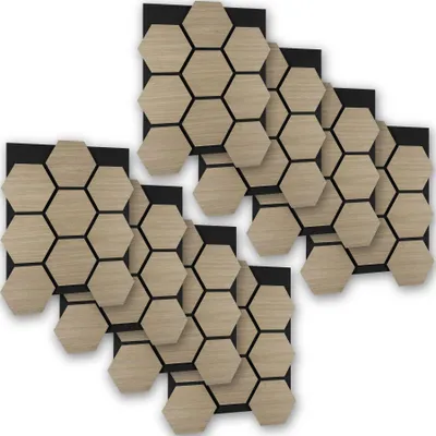 Produktbild von tectake® Akustikpaneele Sonic Shield Holzoptik in Eiche dunkel je 76 x 62 x 1,8 cm, Größe flexibel anpassbar