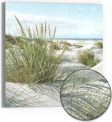 Produktbild von DEQORI Hybrid Leinwand Bild 30x30 cm 'Dünen an Nordseeküste' Wandbild Glas flach modern