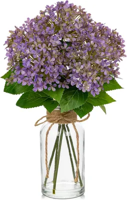 Produktbild von Künstliche Hortensien im Glasvase Realistische Dekoration 25 cm Lila