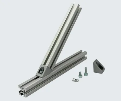 Produktbild von 45° Winkelverbinder für 20x20 Nut 5 für Aluprofil- Inkl. Befestigungsset