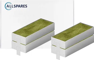 Produktbild von AllSpares CleanAir Plus Aktivkohlefilter (4St.) für Dunstabzughauben geeignet für Bosch Neff Gaggenau 17007505 und Siemens HZ9VRCR1 (192x75x35mm)
