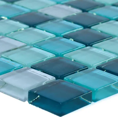 Produktbild von Glasmosaik Fliesen Palikir Blau Grün Mix