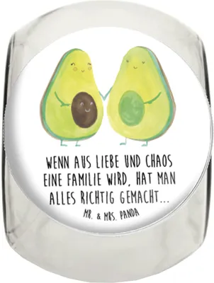 Produktbild von Mr. & Mrs. Panda Kaffeedose Avocado Pärchen L 870ml - Weiß - Geschenk, Familie, Vorratsbehälter, Avocados, Bonboniere, Kinder, Geburt, Teedose, Hochzeit, Dekoglas