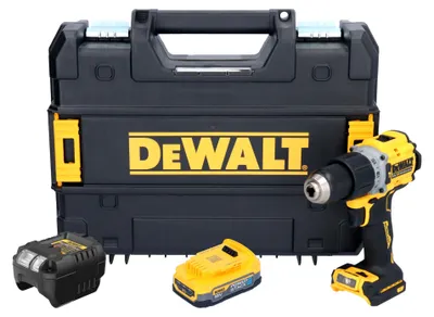 Image de DeWalt DCD 805 E1T Perceuse-visseuse à percussion sans fil 18 V 90 Nm Brushless + 1x batterie Powerstack 1,7 Ah + chargeur + TSTAK