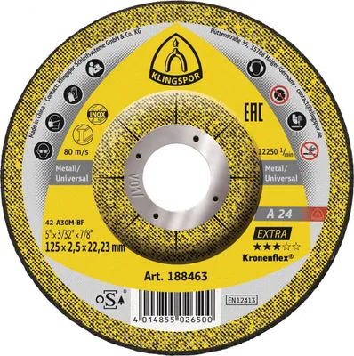 Image de Klingspor Kronenflex A 24 Extra Trennscheiben 125 x 2,5 x 22,23 mm | 25 Stück