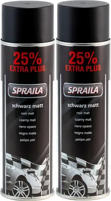 Produktbild von 2 x Auto Lackspray Dose Spraila Schwarz Matt 500ml