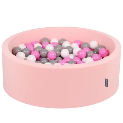 Obrázok produktu pre KiddyMoon 90x30cm/200 loptičiek ∅ 7cm Okrúhly Detské penové loptičky  vyrobené v EÚ, Ružová: Šedá/Biela/Ružová