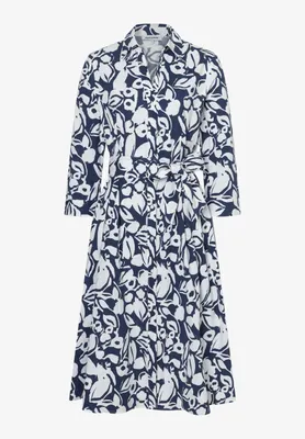Produktbild von More & More sommerliches Hemdblusenkleid für Damen, blau/weiß mit Print