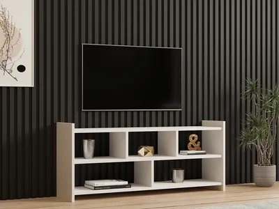 Produktbild von Skye Decor, Pera - White, Fernsehtisch, Weiß, 100 % MELAMINBESCHICHTETE SPANPLATTEN, 120 x 28 x 55 cm
