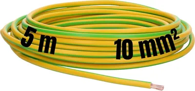 Zdjęcie produktu dla 5 metrów Lapp 4520005 H07V-K 10 mm² zielono-żółty I Przewód uziemiający I Przewód okablowania I Przewód elastyczny I Przewód jednożyłowy PVC I Skrętka 10 mm2 I Okablowanie
