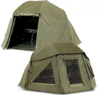 Produktbild von Lucx Wolf Brolly Schirmzelt inkl. Überwurf – 1-Mann Angelzelt mit Winterskin, 10.000 mm Wassersäule & herausnehmbarer Bodenplane