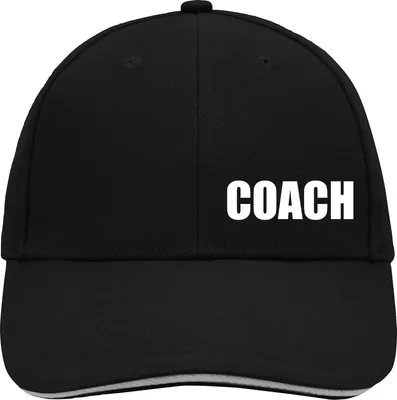 Produktbild von Huuraa Cappy Mütze Coach Training Black/Light Grey Baumwolle 6-Panel Kappe Geschenkidee