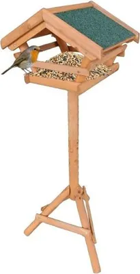 Immagine prodotto di Mangiatoia per uccelli in legno di abete con supporto - Resistente alle intemperie