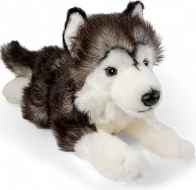 Produktbild von Carl Dick Husky, schwarz, liegend ca. 32cm total 3552 Kuscheltier, Plüschtier, Stofftier