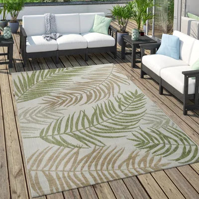Image de Tapis d'extérieur pour terrasse et balcon Motif palmiers pastel Différentes couleurs Dimensions 80 x 150 cm