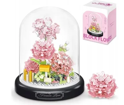 Produktbild von Blumen Bausteine Set Blumen Rosa Nelken Klemmbausteine Mikro Blumen Bausteine.