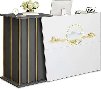 Immagine prodotto di Banco reception in legno, con cassetti chiudibili e armadietto, ideale per banconi di vendita in sale espositive, reception di hotel. Modello C, 100 cm