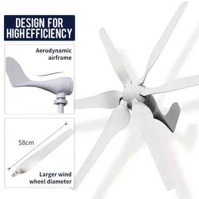 Produktbild von Windturbine – Windgenerator – Windmühle – Windenergiesystem – 24V MPPT-Regler – 1000W Leistung
