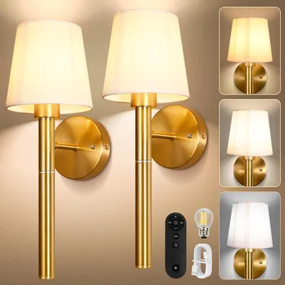2er-Set wiederaufladbare Wandleuchten, Gold, 10400 mAh, dimmbar, kabellos