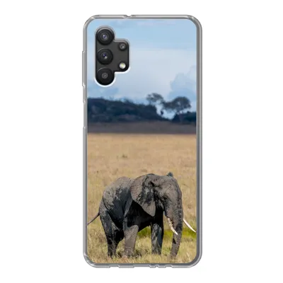 Produktbild von MuchoWow® Handyhülle Schutzhülle Hülle für Samsung Galaxy A32 5G Elefant - Gras - Tiere - Natur Silikon Softcase Handy Hülle - Softcase