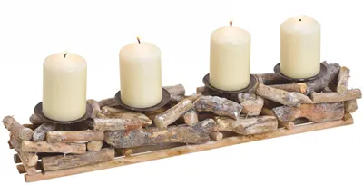 Immagine prodotto di Portacandele in legno per l'Avvento 50x10cm