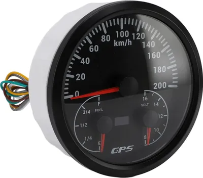 Zdjęcie produktu dla CXA091B 110 mm 4-3/8 cala Prędkościomierz GPS 3 w 1 z woltomierzem, wskaźnikiem paliwa, wskaźnikiem, 200 km/h do kampera, jachtu, ciężarówki, czerwone podświetlenie, czarna tarcza, ramka