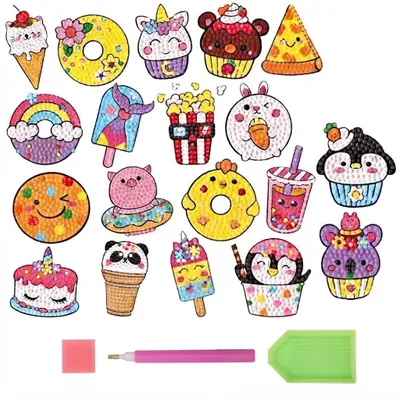 Diamond Painting Dieren 24-teilige Set, kreative Bastelset (6,1 x 6,3 cm)