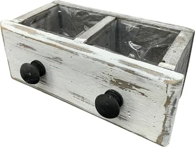 Produktbild von Schublade 2er weiss Holz Shappy Topf Ø22x10cm H13cm Pflanzkasten