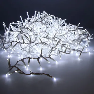 LED-Lichterkette 16 m, 500 kaltweiße LEDs, flackernd, für Außen