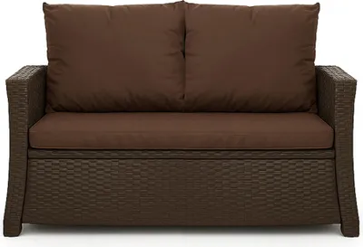 A brown outdoor sofa cushion set on a white background.
