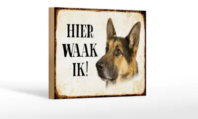 Produktbild von Holzschild Spruch 18x12 cm holländisch Hier Waak ik Schäferhund Dekoration