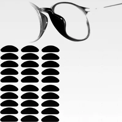 Produktbild von 30 Paar selbstklebende Nasenpads für Brillen und rutschfeste Silikon-Nasenpads für Brillen und Sonnenbrillen (1mm, transparent + schwarz)